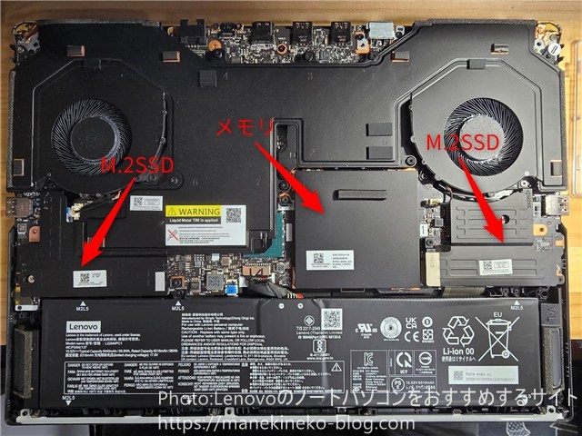 Legion Pro 7i Gen 8(82WQ0034JP)のメモリとM.2の場所