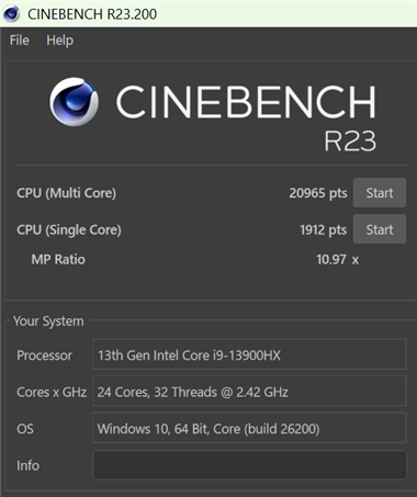CineBench(Legion Pro 7i Gen 8)
